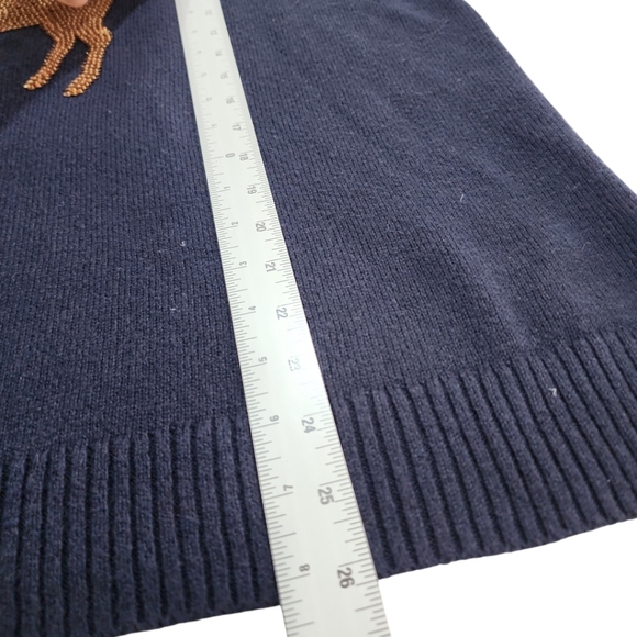 Talbots Knit Sweater Women Sz 1X Button Mock Neck Golden Sequin Deer Christmas - Picture 5 of 9